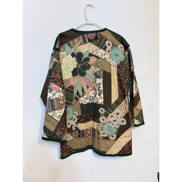 FESTIVAL Patchwork Quilt Large Jacket Upcycled Handmade Kimono Artsy New - Read - Picture 15 of 16